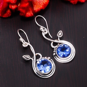Tanzanite Gemstone 925 Sterling Silver Earrings: Handmade Purple Jewelry