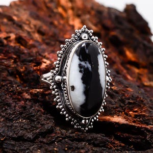 White Buffalo Turquoise Ring, 925 Sterling Silver Ring, Adjustable Ring, Gemstone Ring, Handmade Ring, Oxidize Ring, Birthday Gift.