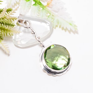 925 Sterling Silber Anhänger, Amethyst Anhänger, Grüner Edelstein Anhänger, Handgemachter Anhänger, Eleganter Anhänger, Hochzeit Schmuck Geschenk für Freunde.
