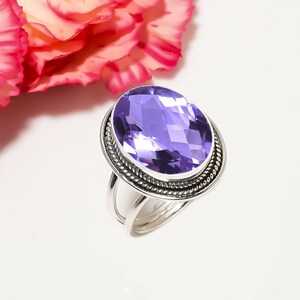Anel de alexandrita, anel de prata esterlina 925, anel ajustável, anel com pedra preciosa, anel elegante, anel oxidado, presente de aniversário para todos os amigos.