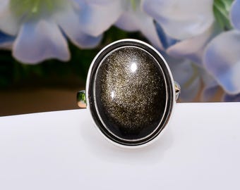 インディアンジュエリー ゴールデンシーンオブシディアン リング ハンドメイド ゴールデンシーンオブシディアンリング スターリング