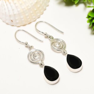 925 Sterling Silver Earring, Black Onyx Earring, Gemstone Earring, Handmade Earring, Elegant Earring, Wedding Gift For Her, Silver Earring.