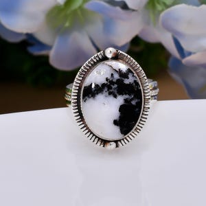 White Buffalo Turquoise Gemstone 925 Sterling Silver Ring Adjustable Ring Valuable Gemstone Ring Beautiful Jewelry Valentine&#39;s Day Gift.