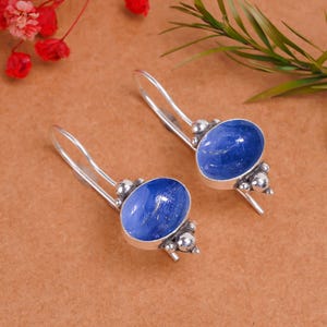 Blue Kyanite Earring, 925 Sterling Silver Earring, Natural Gemstone Earring, Elegant Earring, Beautiful Earring, Birthday Gift For Mother.