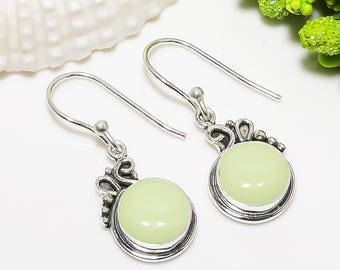 Orecchini in crisoprasio fatti a mano: pendenti in argento sterling 925