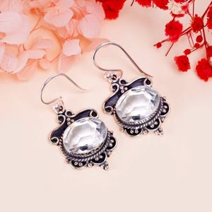 White Topaz Earring, 925 Sterling Silver Earring, Gemstone Earring, Drop Dangle Earring, Handmade Earring, Birthday Gift, Silver Earring.