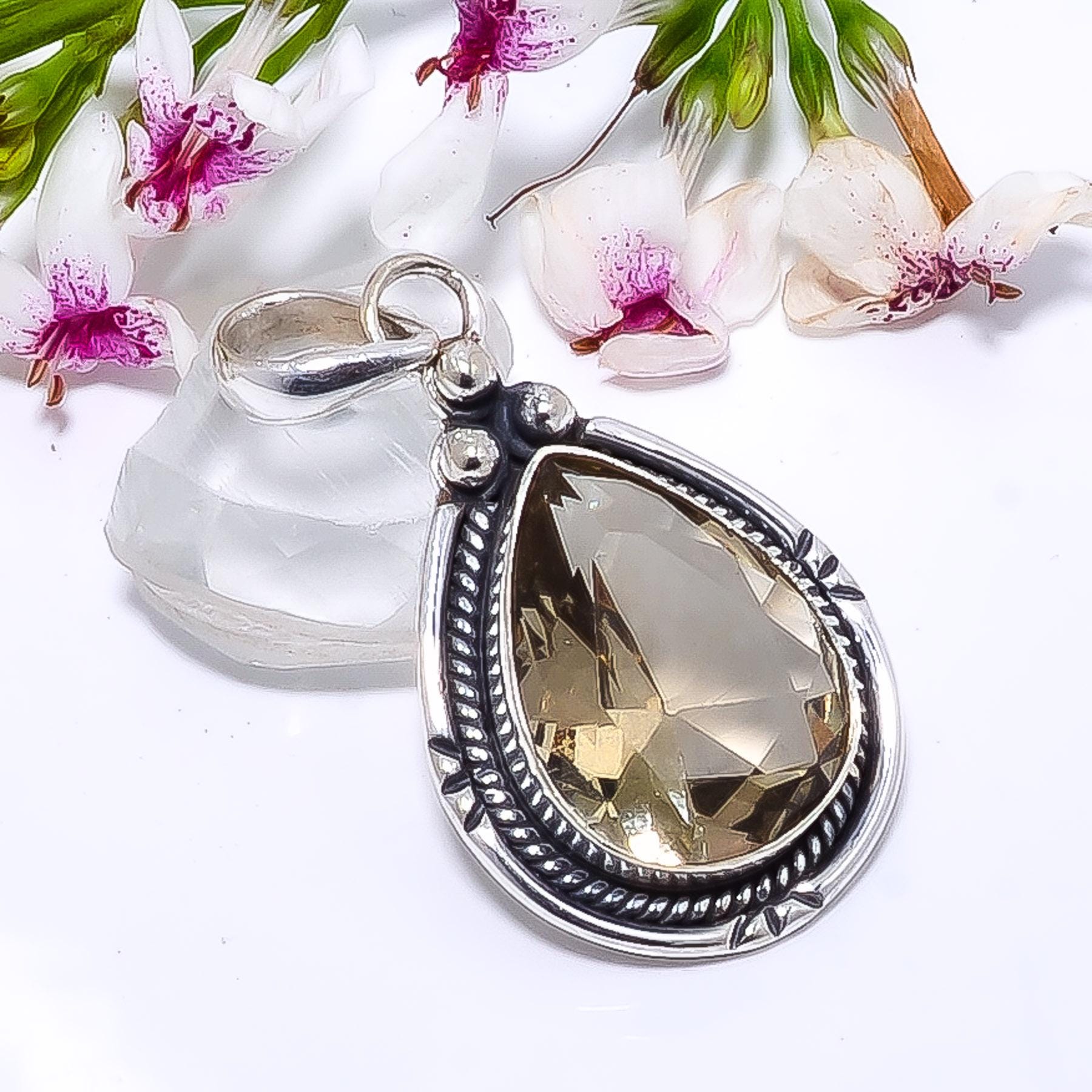 925 Sterling Silver Pendant, Smoky Quartz Pendant, Brown Gemstone Pendant, Elegant Pendant, Handmade Pendant, Birthday Jewelry Gift For Her.