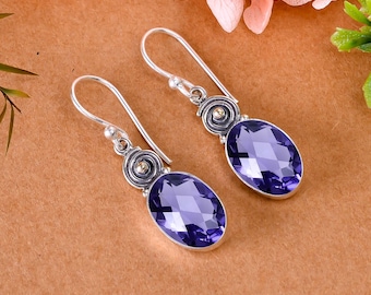 Purple Iolite Sterling Silver Earrings: Handmade Dangle Jewelry