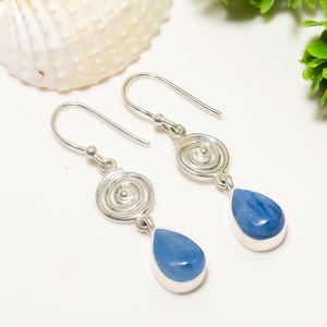 Natural Kyanite Earring, 925 Sterling Silver Earring, Gemstone Earring, Elegant Earring, Handmade Earring, Wedding Jewelry Gift For Mother.