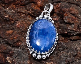 Blue Kyanite Sterling Silver Pendant: Handmade Gemstone Jewelry