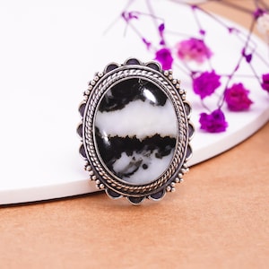 Natural White Buffalo Turquoise 925 Sterling Silver Ring, Gemstone Ring, Adjustable Ring,  Handmade Ring, Birthday Jewelry Gift For Friends.