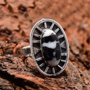 White Buffalo Turquoise Ring, 925 Sterling Silver Ring, Gemstone Ring, Adjustable Ring, Handmade Ring, Oxidize Ring, Wedding Gift For Mom.