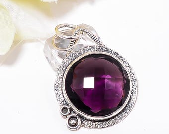 Amethyst Sterling Silber Anhänger: Handgemachter Edelstein Schmuck