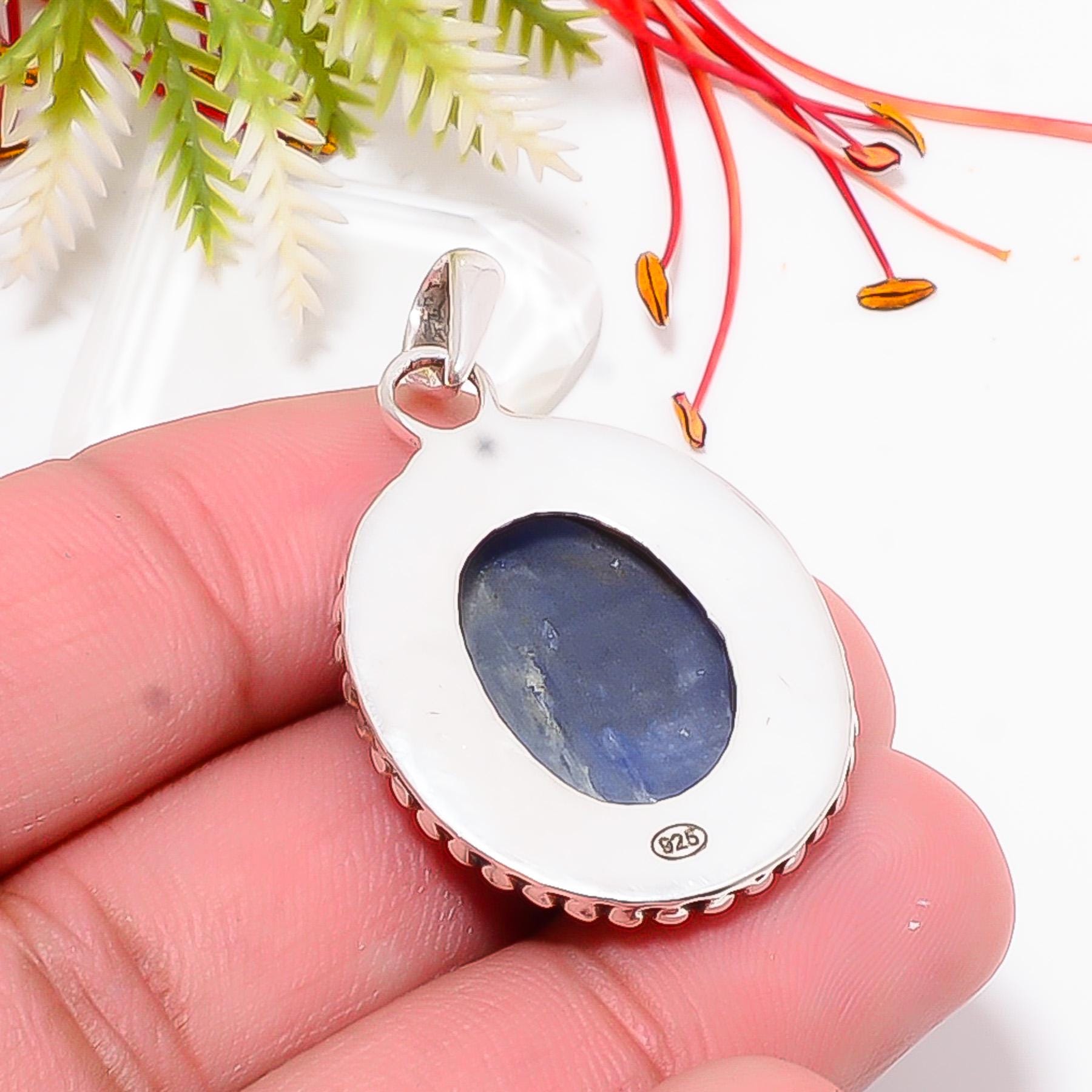 Pendentif Cœur En Cyanite Et Argent Sterling - Collier 24" - Bleu Gonflé - Neuf Avec étiquettes