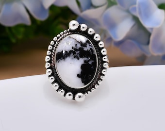 Anel Turquesa White Buffalo: Gema Oval, Prata de Lei 925, Ajustável