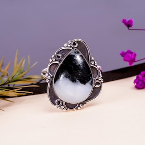 White Buffalo Turquoise Ring, Natural Gemstone Ring, 925 Sterling Silver Ring, Adjustable Ring, Handmade Ring, Birthday Gift For Friends.