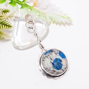 Natural K2 Blue Azurite Pendant, 925 Sterling Silver Pendant, Gemstone Pendant, Oxidize Pendant, Handmade Pendant, Birthday Jewelry Gift.