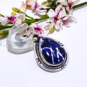 925 Sterling Silver Pendant, Natural Sodalite Pendant, Blue Gemstone Pendant, Elegant Pendant, Handmade Pendant, Birthday Gift For Her.