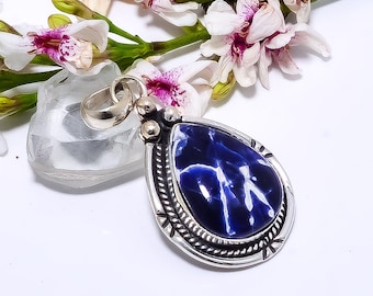 Handmade Pear Sodalite 925 Sterling Silver Pendant