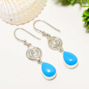 Sleeping Beauty Turquoise Earring, 925 Sterling Silver Earring, Handmade Earring, Gemstone Earring, Beautiful Earring, Wedding Gift For Mom.