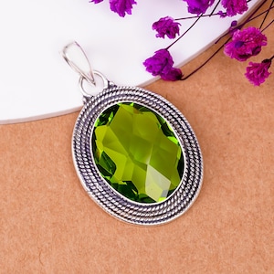Peridot Pendant, 925 Sterling Silver Pendant, Gemstone Pendant, Handmade Pendant, Elegant Pendant, Wedding Jewelry Gift For All Friends.