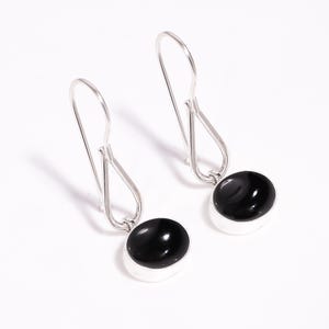 Black Onyx Earring, 925 Sterling Silver Earring, Natural Gemstone Earring, Drop Dangle Earring, Elegant Earring, Birthday Gift For Sister.