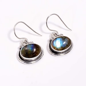 Natural Labradorite Earring, 925 Sterling Silver Earring, Gemstone Earrings, Oxidize Earring, Handmade Earring, Birthday Gift For All Friend
