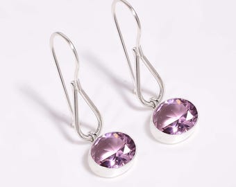 Kunzite Earring, 925 Sterling Silver Earring, Pink Gemstone Earring, Drop Dangle Earring, Handmade Earring, Birthday Jewelry Gift For Her.