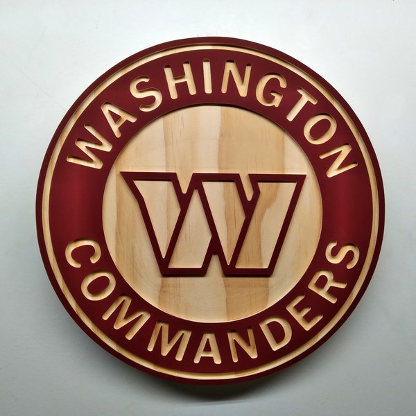 Washington Commanders football team 11" round carved wood wall hanging sign