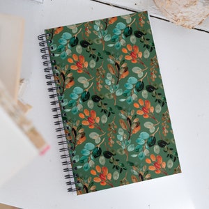 Dark Cottagecore Floral Bird Spiral Notebook - Vintage Flower Journal, 5.5x8.3 Inch, 164 Pages For Notes, Journaling, Gifts