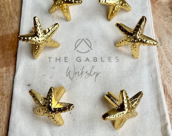 Antique style Seaside Starfish Drawer Cupboard Cabinet  Knob in Brilliant Gold