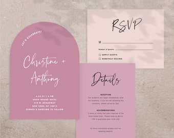 Arch Cut "Amour" Wedding Invitation Suite Sample | Wedding Invitation