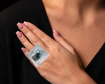 Lovers Eye Ring, BRUTALIST Ring,Victorian Eyes ,Resin Eye Ring, Ring Handmade Rings,Ethnic Ring,Simple Ring,Unique ring