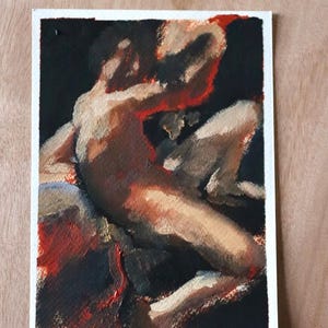 Dopo Caravaggio – Studio espressivo di figura a olio su carta
