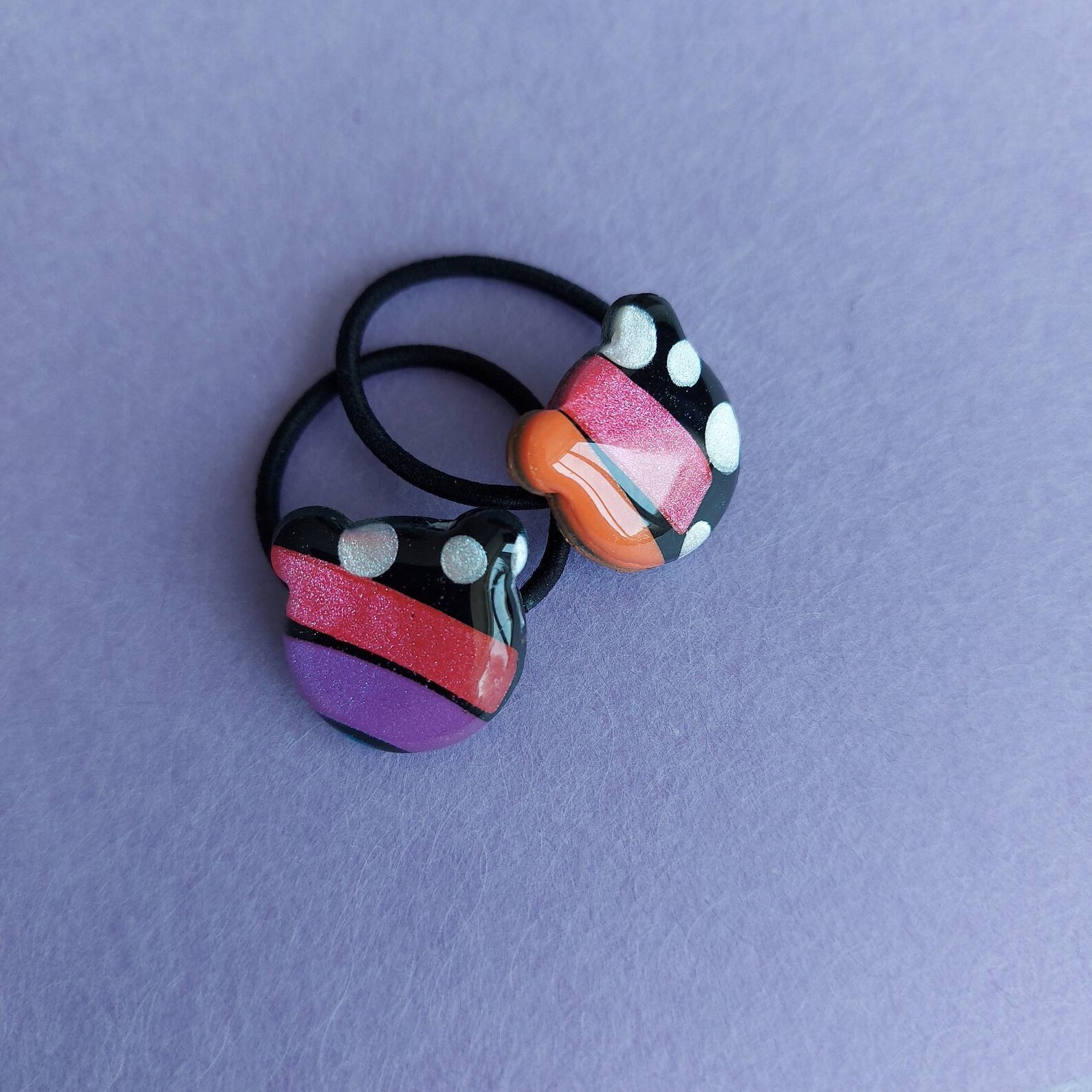 2x retro 80s hair bobbles hair bobbles handmade polymer | Etsy