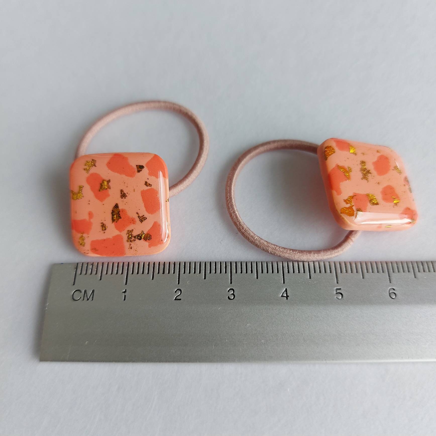 Polymer clay handmade hair bobbles with metal gold leaf Etsy