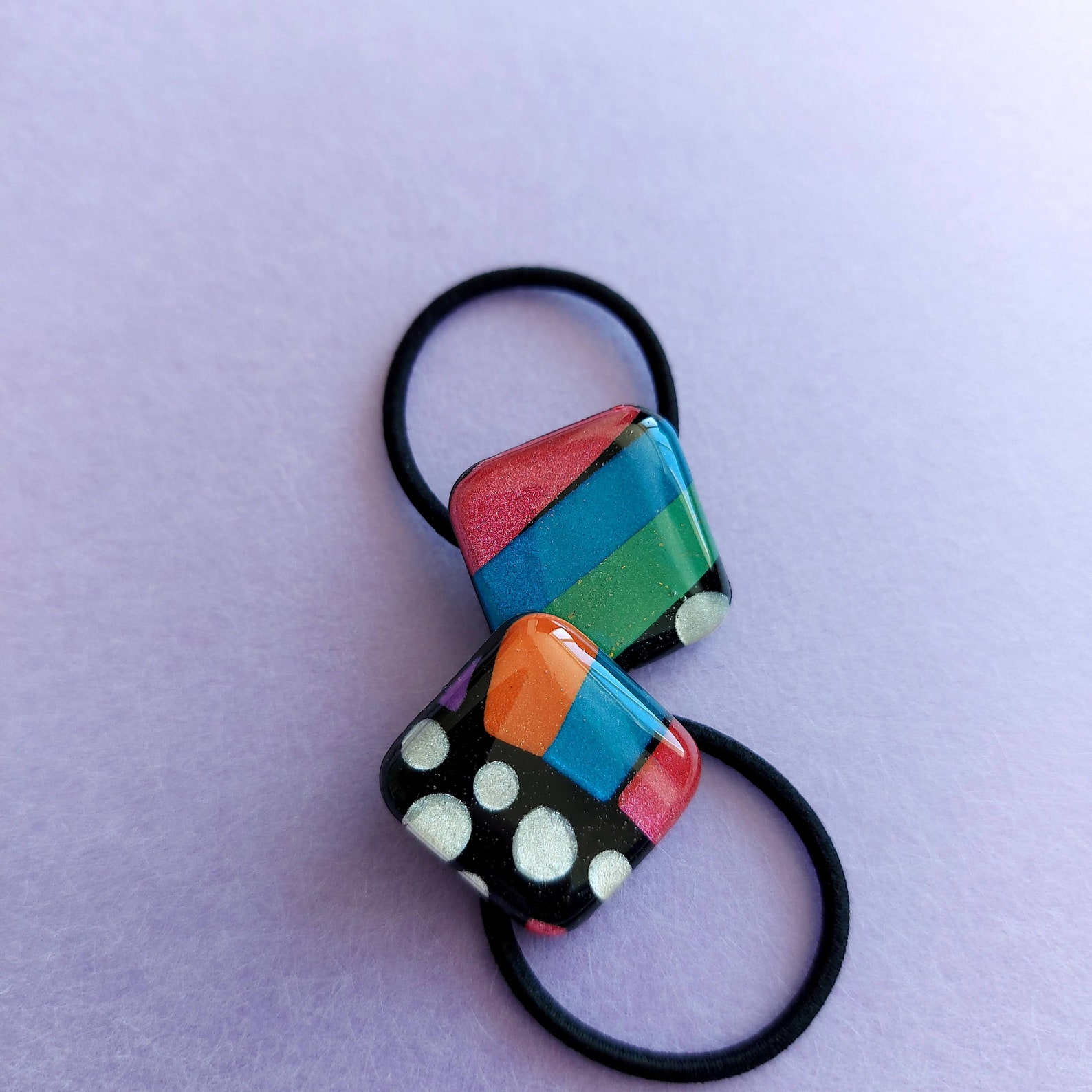 2x retro 80s hair bobbles hair bobbles handmade polymer Etsy