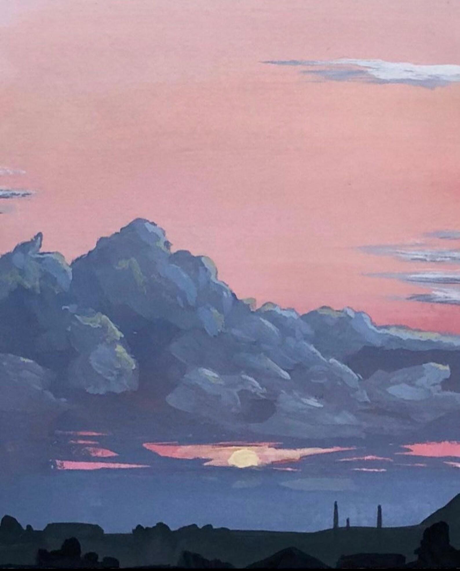 Original gouache clouds painting Etsy