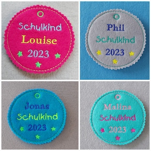 School bag pendant Kletti Schulkind 2024 button school bag pendant personalized embroidered
