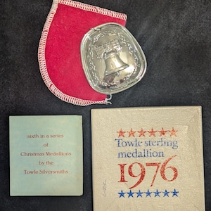 Towle Sterling Medallion 1976 - Sixth in a series of Christmas Medallions - The Twelve Days of Christmas - Six Geese A-laying - Liberty Bell