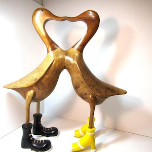 Massive wooden Ducks - Kissing -Fun Ducks - Birds - Wooden Love Ducks