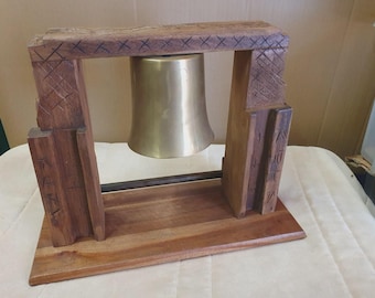 Gong - Gong da cena in ottone e legno - Vintage