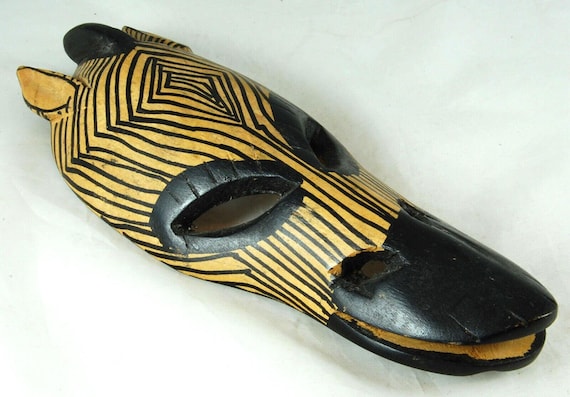 ヴィンテージ木製ゼブラマスク壁飾り：手作りのアフリカの装飾 - Etsy 日本