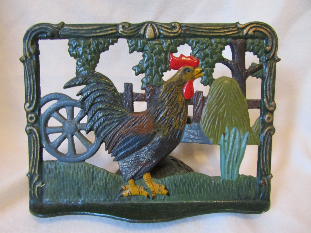 Vintage Cast Iron Cookery Book Stand chicken Rustic Homeware Etsy UK