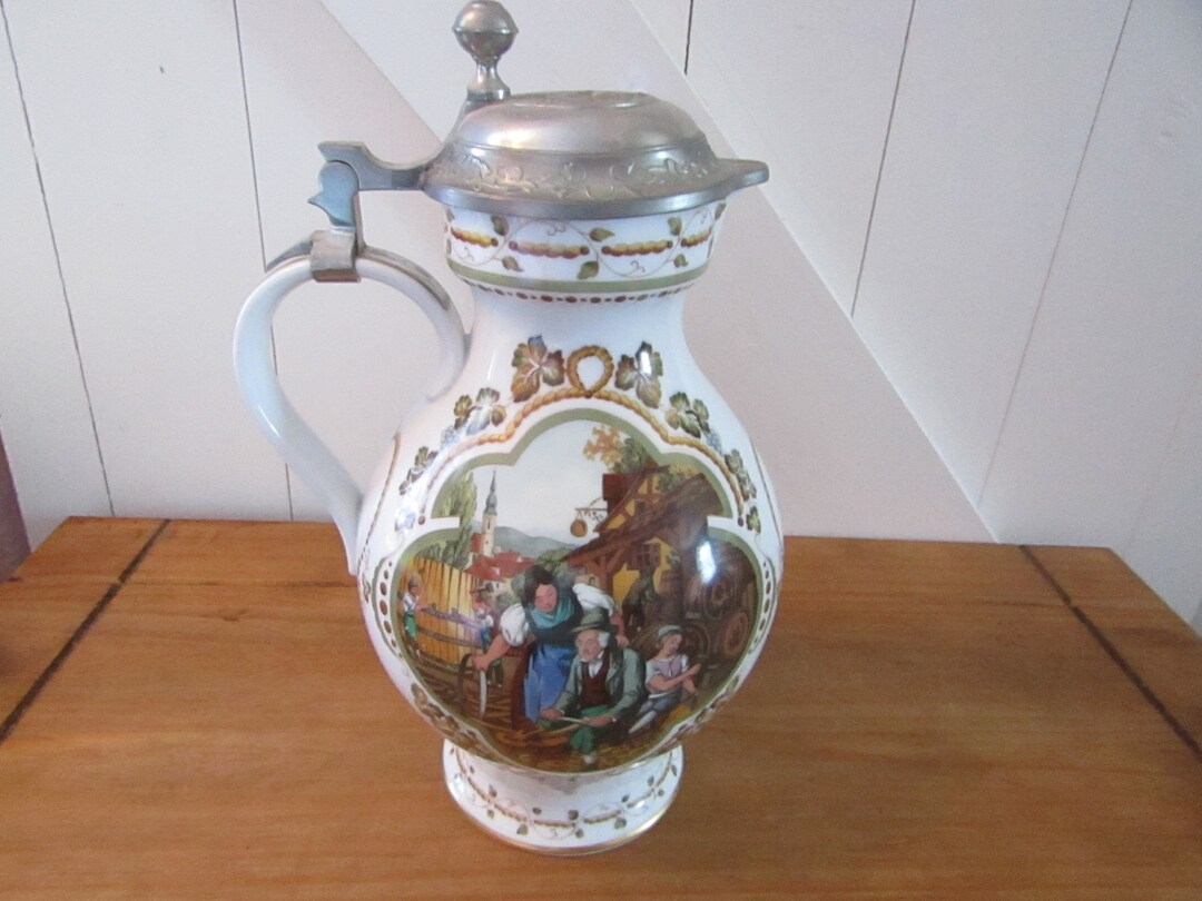 German Wine Jug Wine Society Large Vintage Etsy