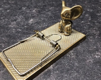 Paper Clip - Mosue animal -Unique Vintage Brass Mouse Trap Paper Clip - Paper Holder Desktop tool