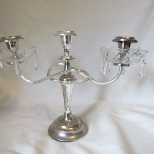 Silver Plated Candelabra - Twisted arm design - Crystal Droplets