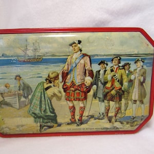 Vintage Toffee Dose - Horners Sweet Tin Landing of Bonnie Prince Charlie bei Eriskay