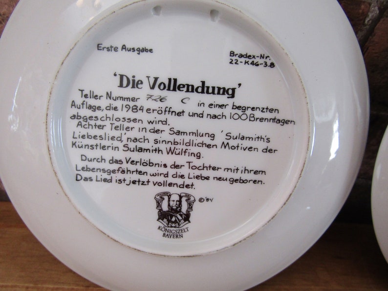 German Porcelain Plates Konigszelt Porcelain Limited editions and First Edition image 9
