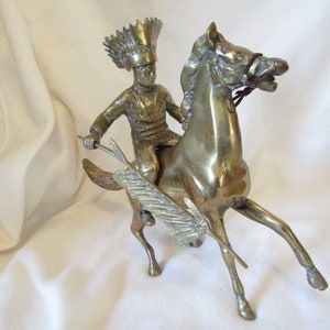 Unique rare -Brass Indian Horseback - Red Indian or Aztec Chief Warrior